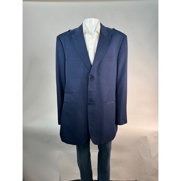 Diamond Threads Military Styled Jacket Size 48L Navy Blue Lined Polyester - Picture 12 of 16